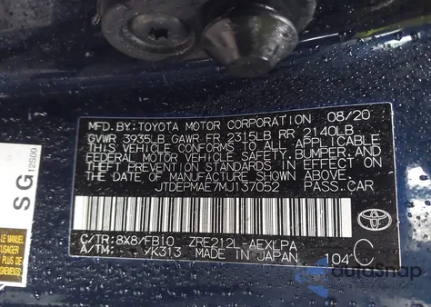 2021 Toyota Corolla Le from USA, damaged, VIN JTDEPMAE7MJ137052